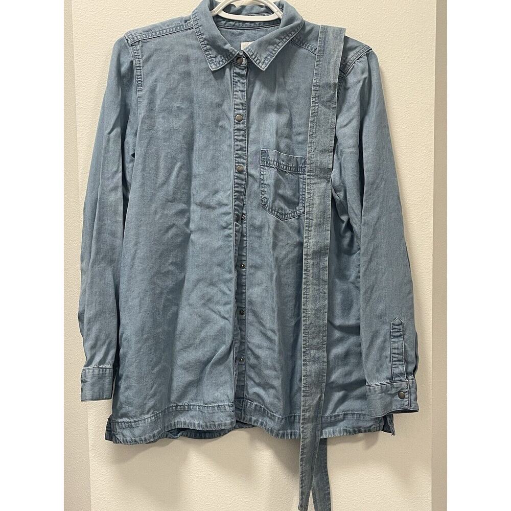 J Jill Denim Shirt Women’s Small Long Sleeve‎ Top Tunic Chambray Tunic